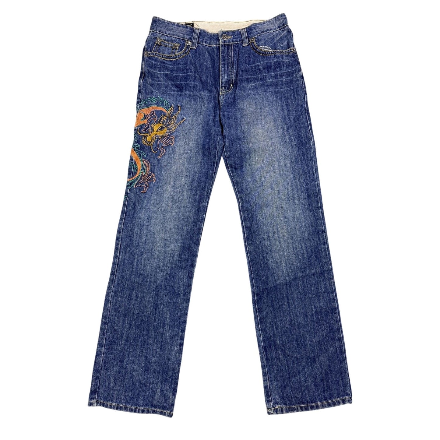 Dragon Embroidery Japanese denim GMD vintage jeans Y2K baggy