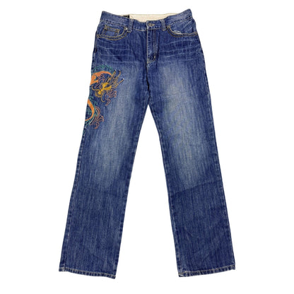 Dragon Embroidery Japanese denim GMD vintage jeans Y2K baggy