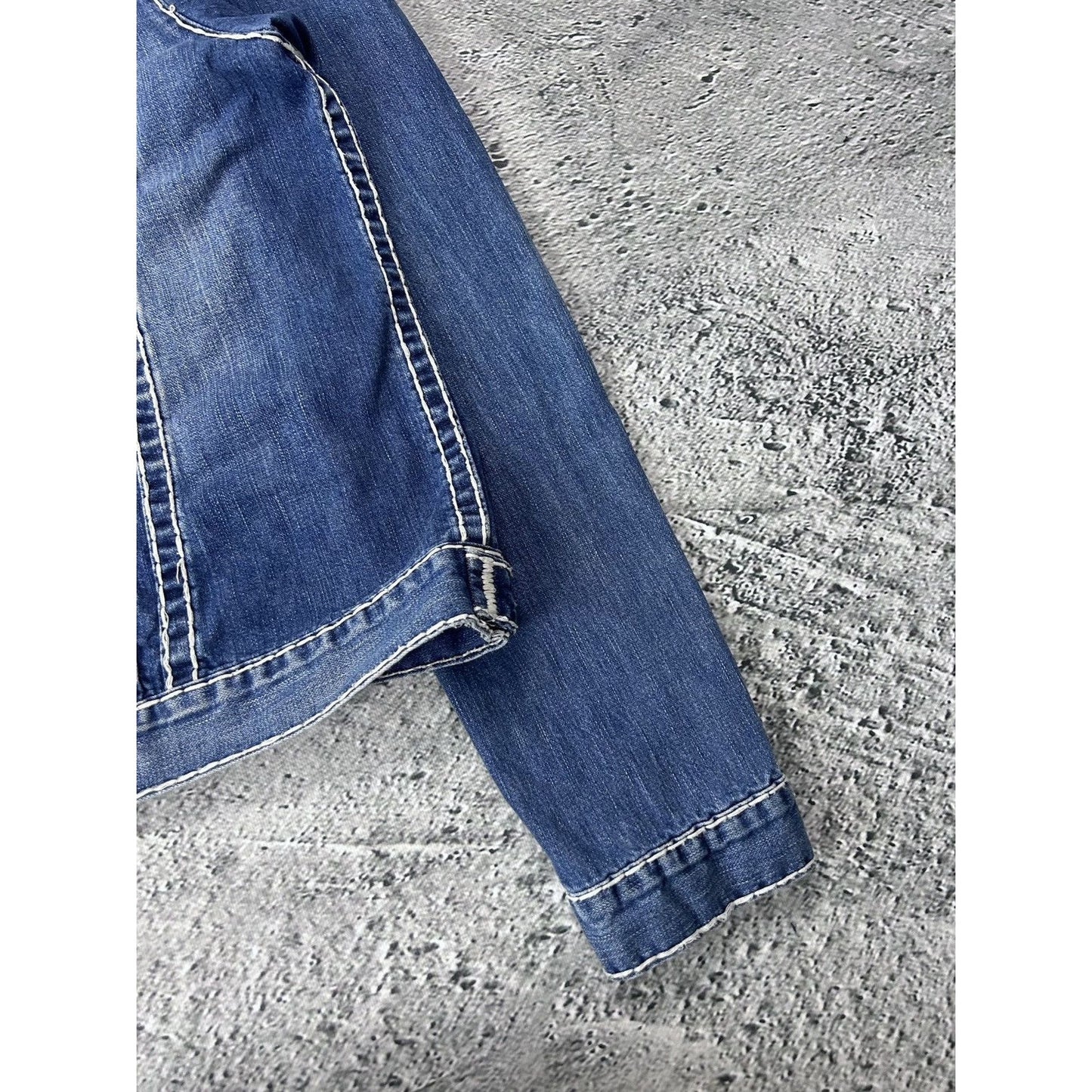 True Religion denim jacket trucker blue contrast stitching
