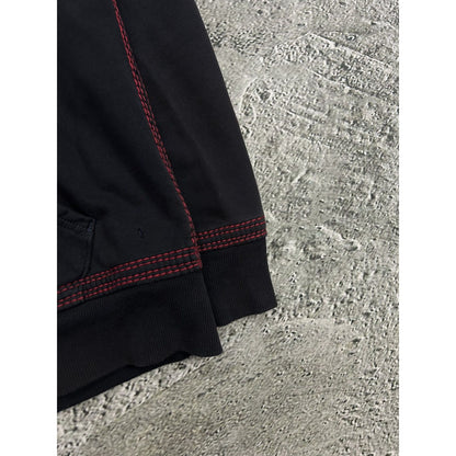 True Religion zip hoodie vintage black red thick stitching