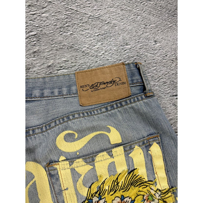 Ed Hardy Christian Audigier vintage jeans big logo pants