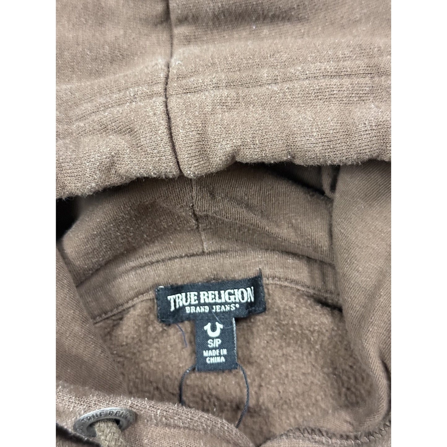 True Religion hoodie brown big logo white horseshoe vintage