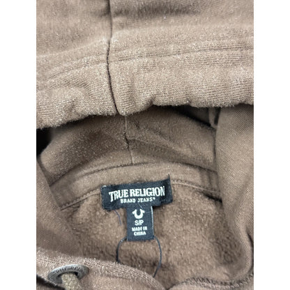 True Religion hoodie brown big logo white horseshoe vintage