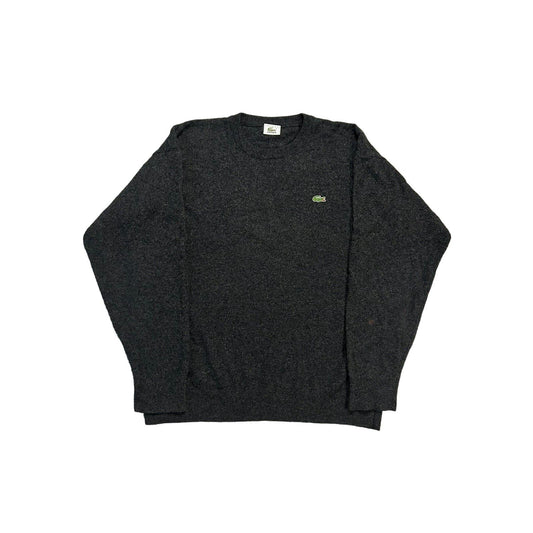 Lacoste sweater wool vintage dark grey small logo