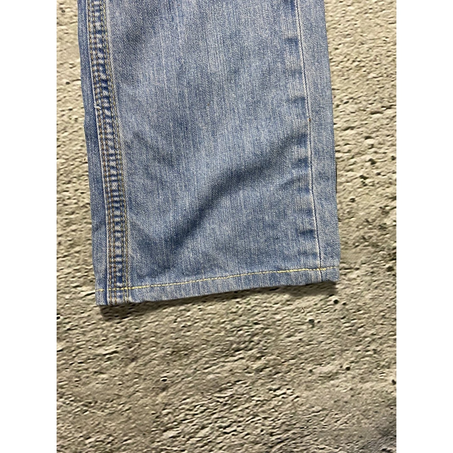 True Religion baby blue jeans gold stitching Y2K