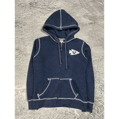 True Religion vintage navy blue zip hoodie rhinestones Y2K
