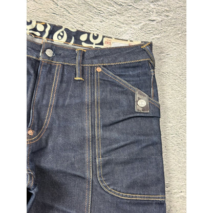 Evisu jeans cargo daicock red big logo raw denim Selvedge