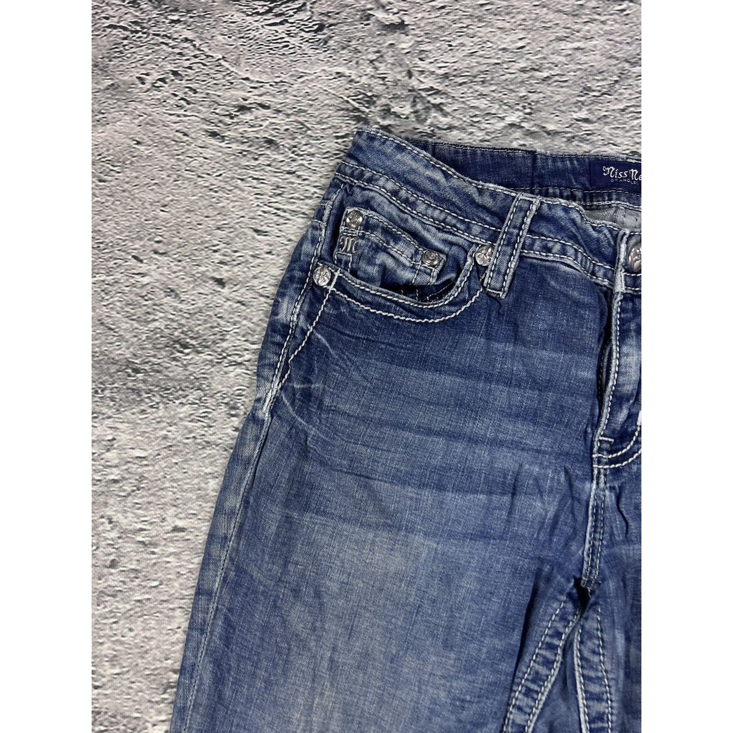 Miss Me flared bootcut white stitching denim vintage y2k