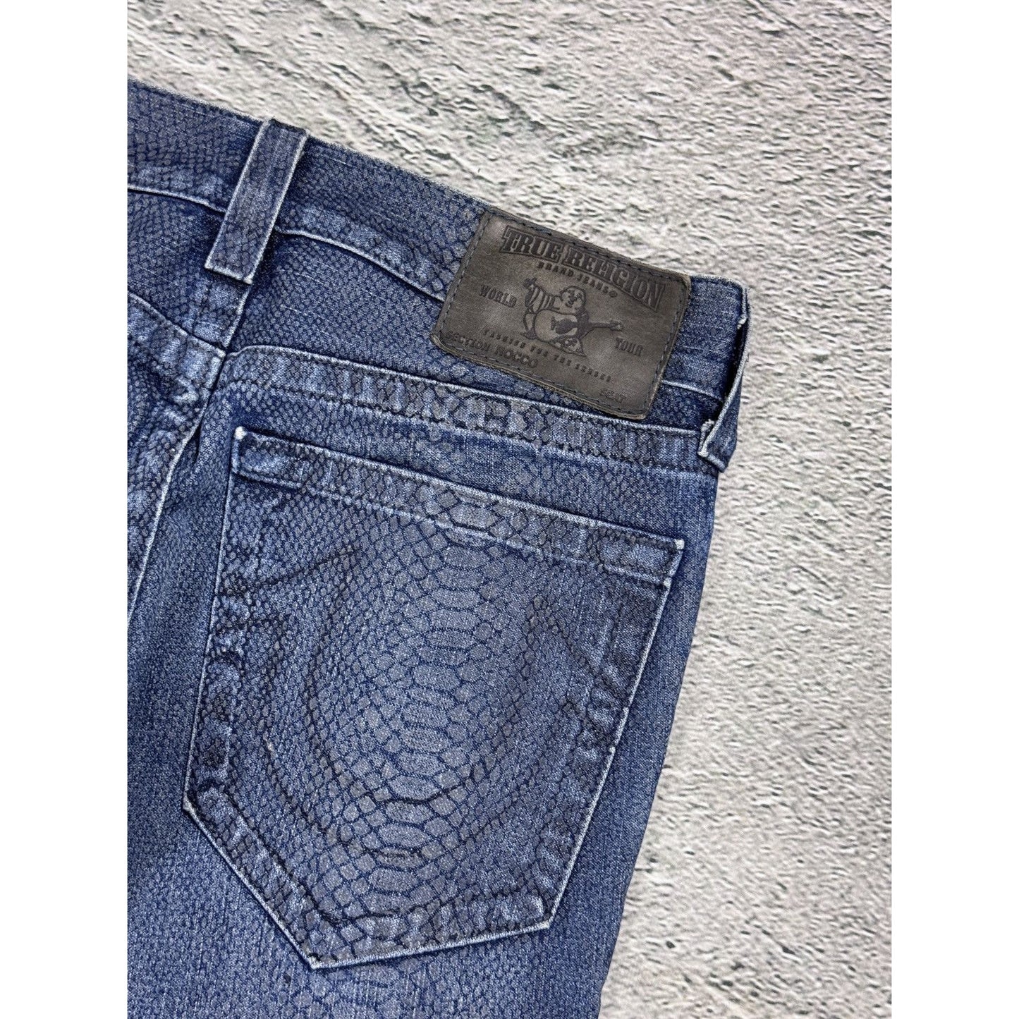 True Religion Rocco jeans vintage denim pants slim snakeskin
