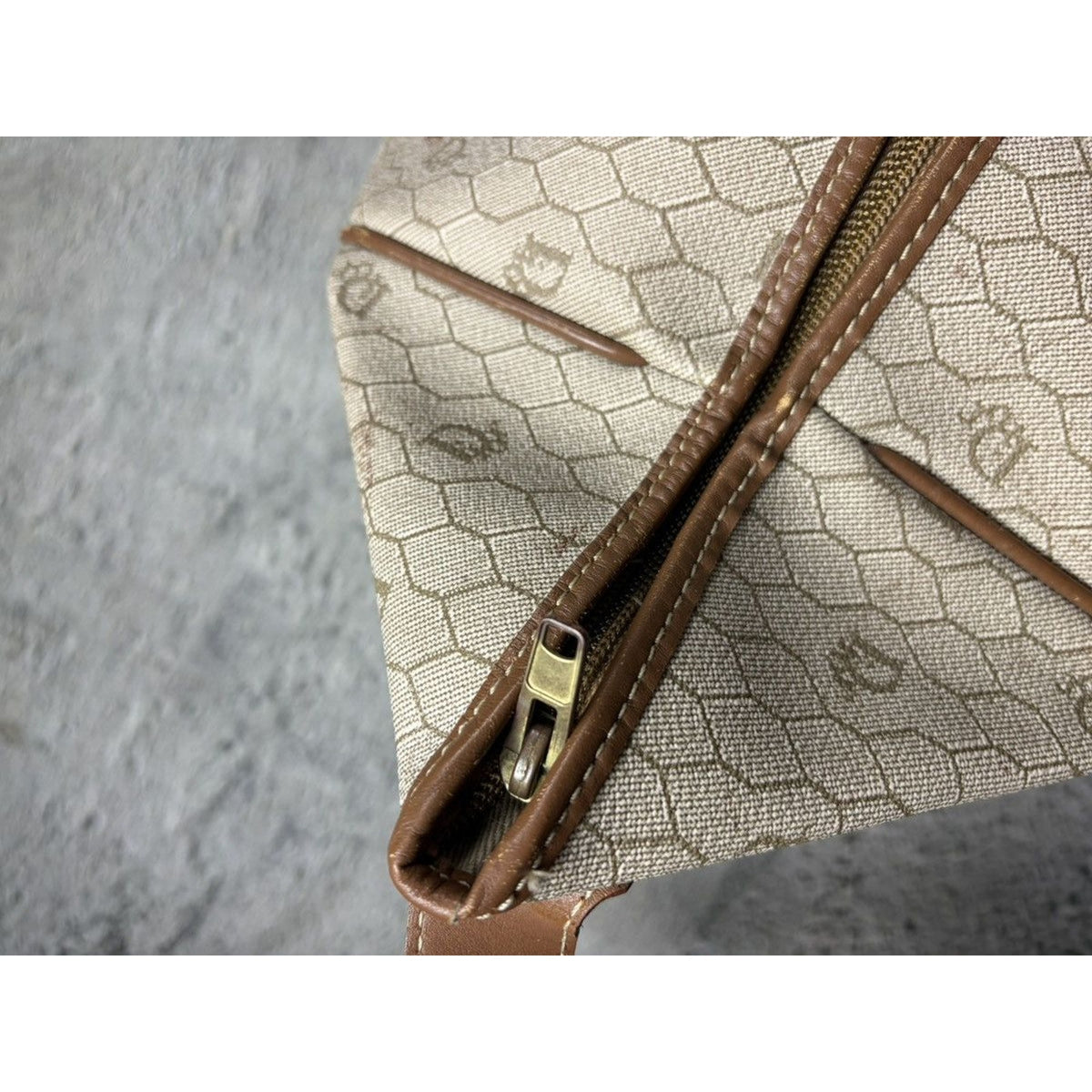 Christian Dior Duffle Bag 80s beige brown honeycomb