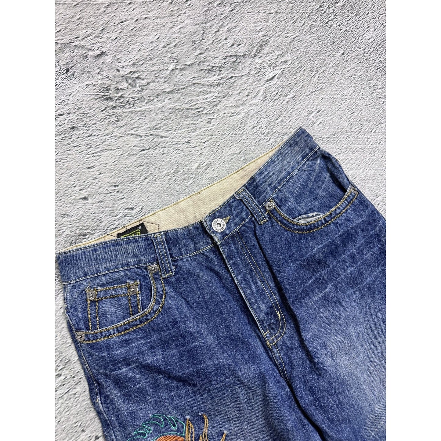 Dragon Embroidery Japanese denim GMD vintage jeans Y2K baggy