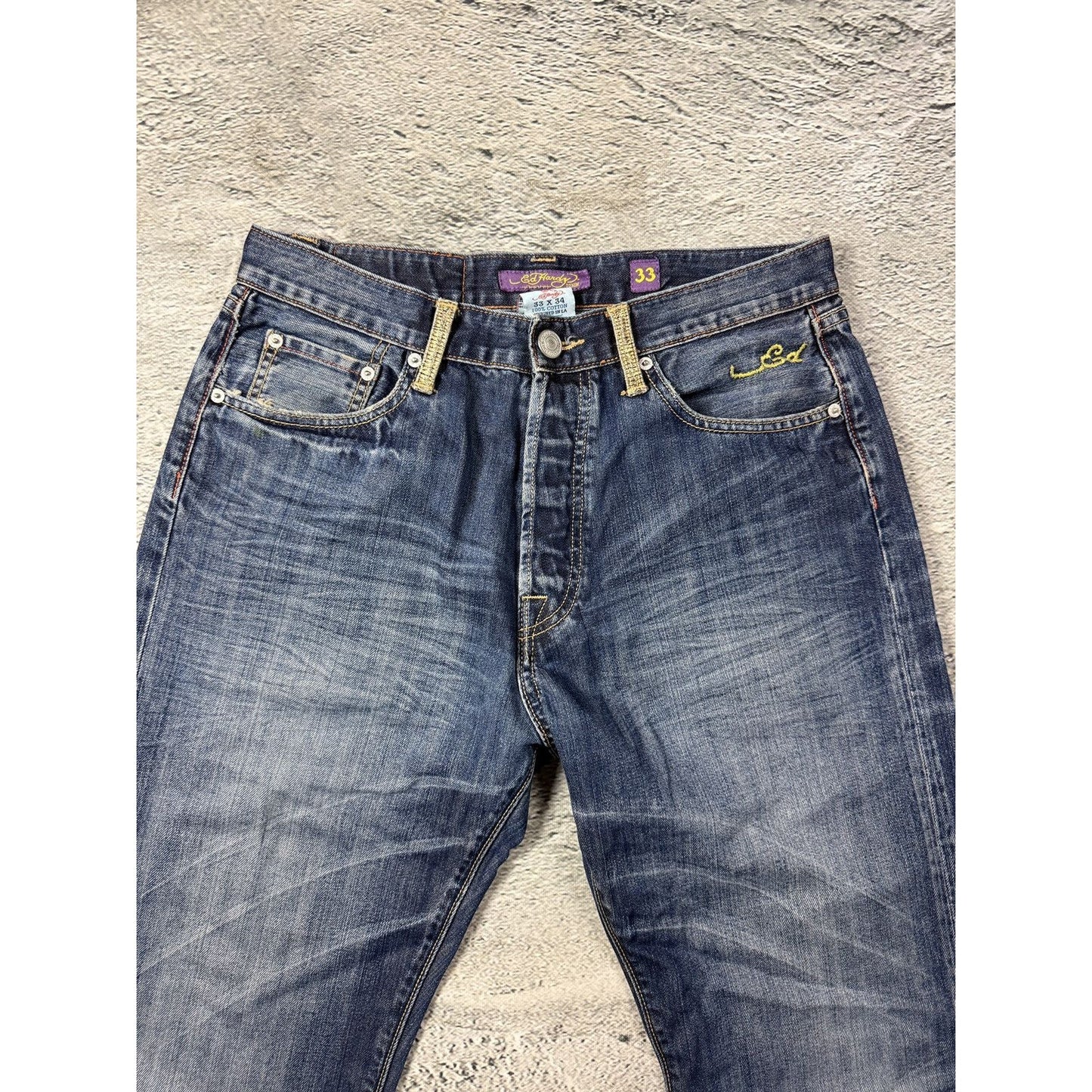 Ed Hardy vintage jeans skull embroidered big logo pants
