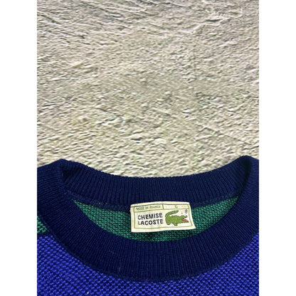 Lacoste sweater vintage purple green small logo striped