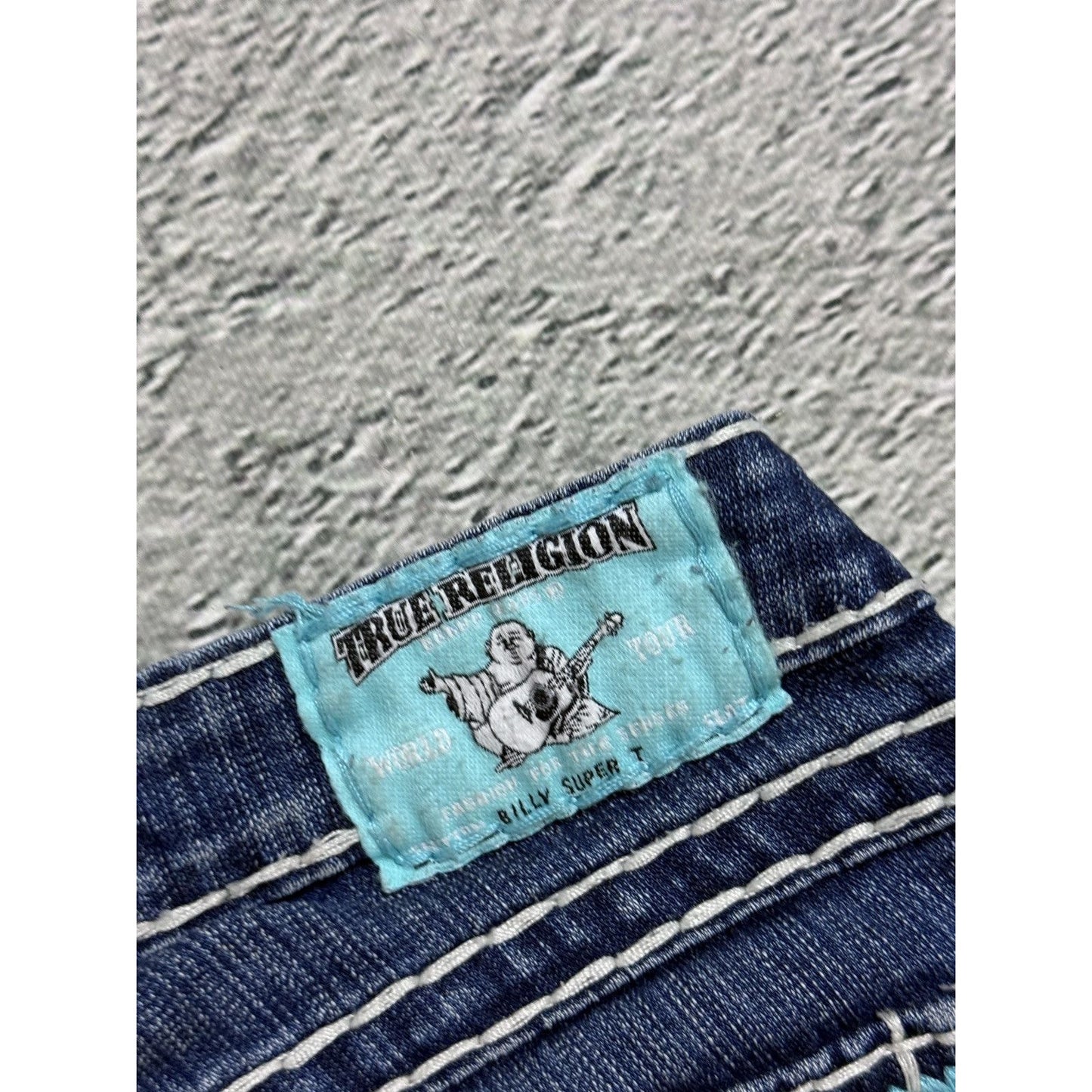 True Religion jeans bootcut blue white thick stitching