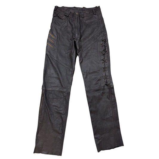 Heavy Leather biker Pants Vintage brown