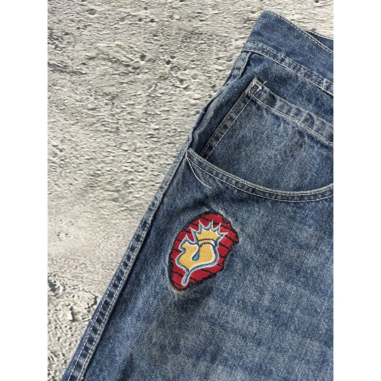 JNCO Jorts Y2K vintage blue denim shorts big logo