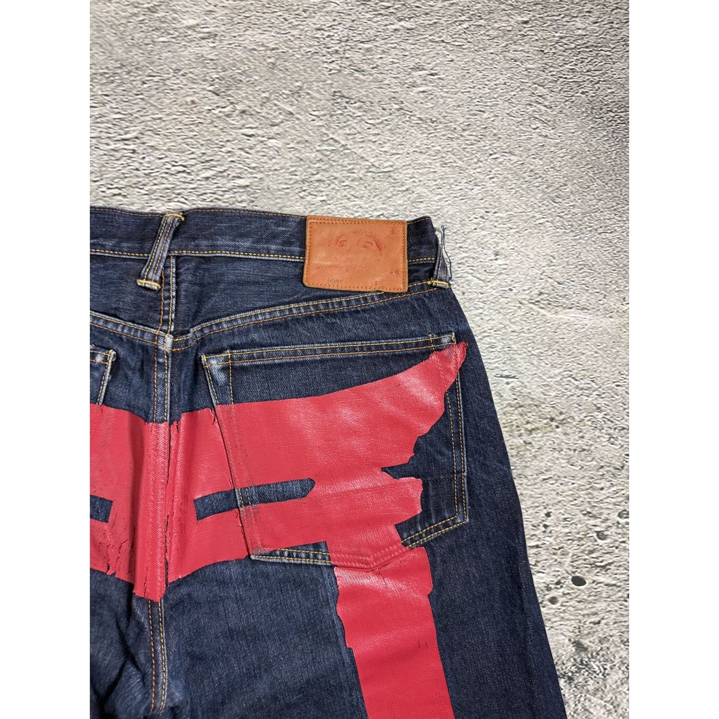 Evisu jeans daicock big logo red selvedge denim