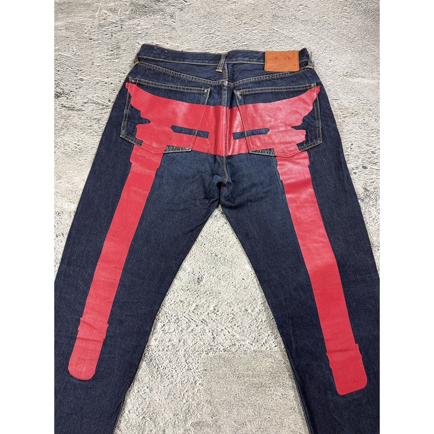 Evisu jeans daicock big logo red selvedge denim