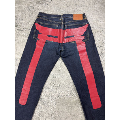 Evisu jeans daicock big logo red selvedge denim
