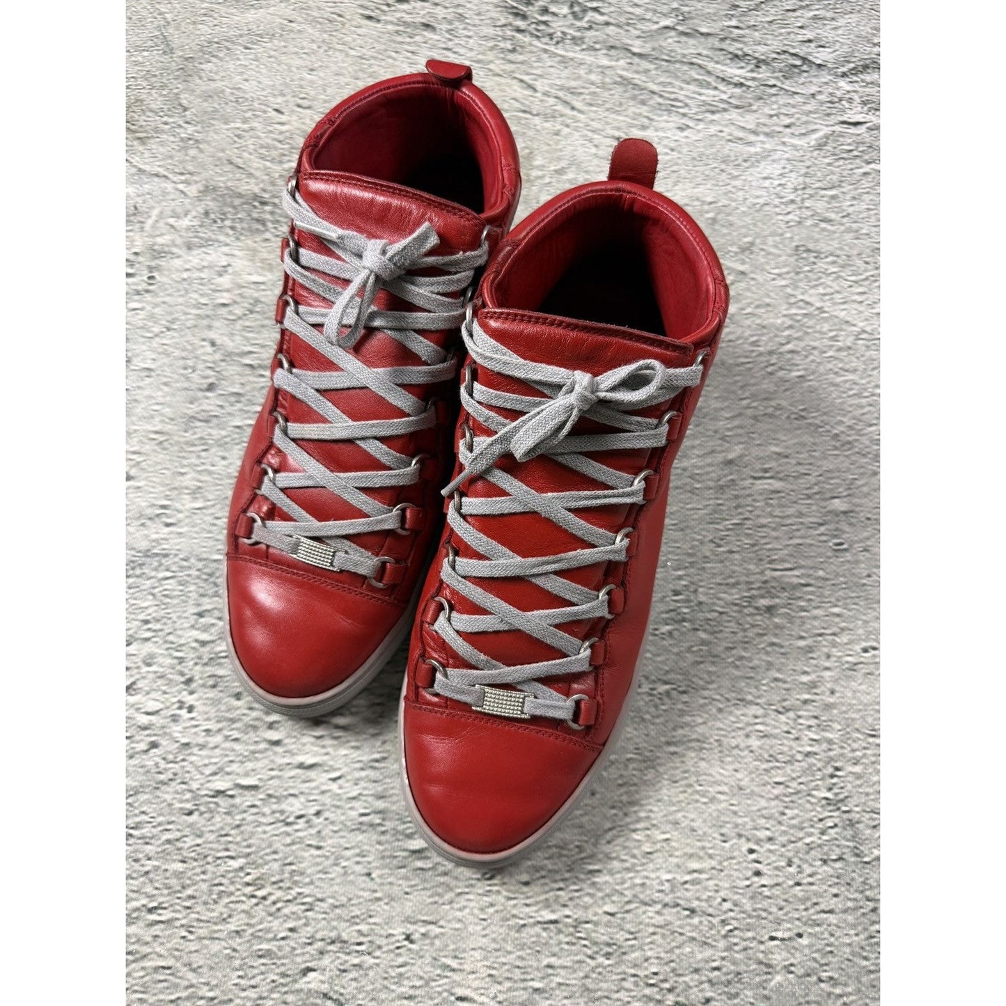 Balenciaga Arena Red Gray High Top Sneakers Swag