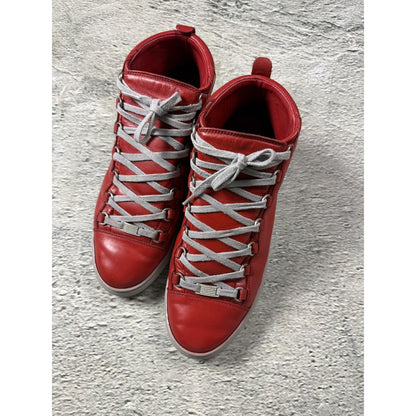 Balenciaga Arena Red Gray High Top Sneakers Swag