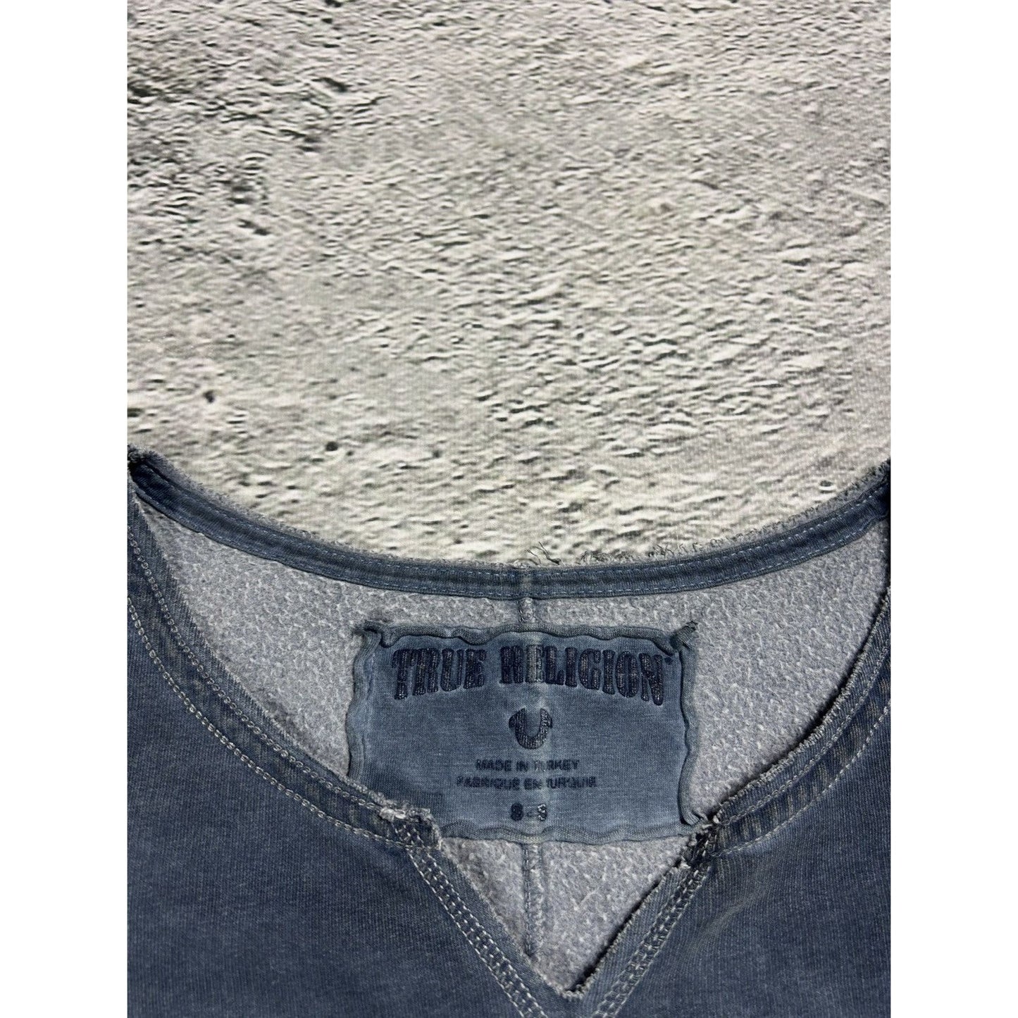 True Religion sweatshirt vintage big logo Y2K grey denim