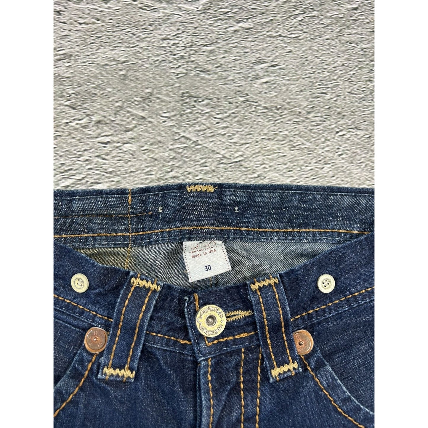 True Religion blue jeans thick stitching baggy Y2K