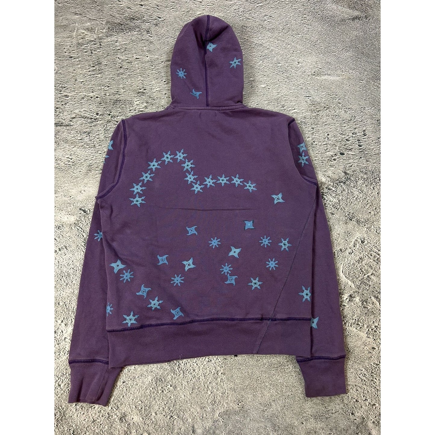 Evisu hoodie purple vintage big logo seagull stars Y2K
