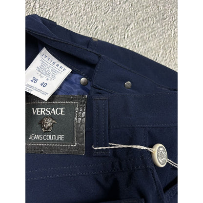 Versace Pants navy blue high rise slim jeans couture