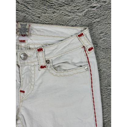 True Religion vintage white jeans slim Stella red stitching