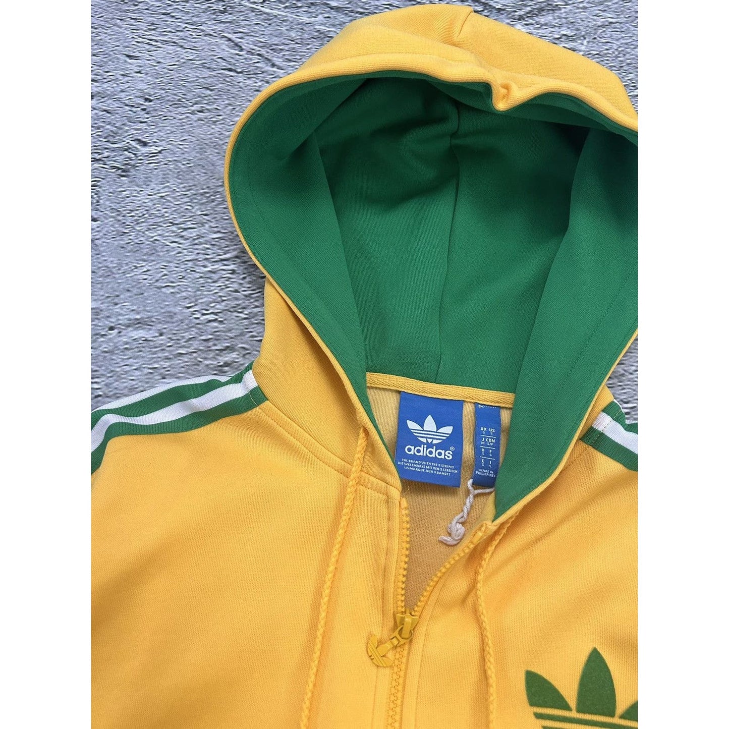 Adidas Brazil zip hoodie tech drill Y2K yellow green