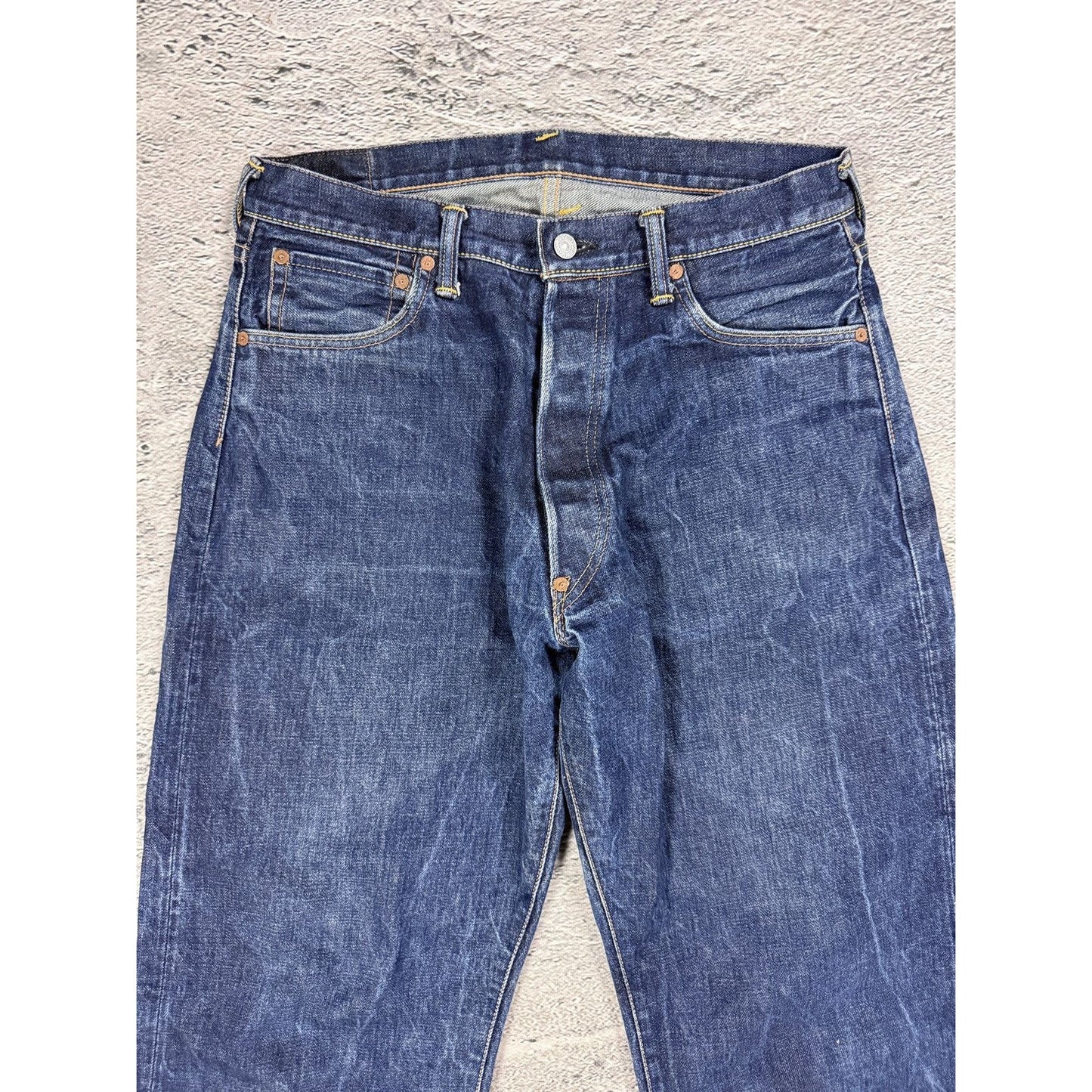 Evisu jeans white daicock big logo blue selvedge denim