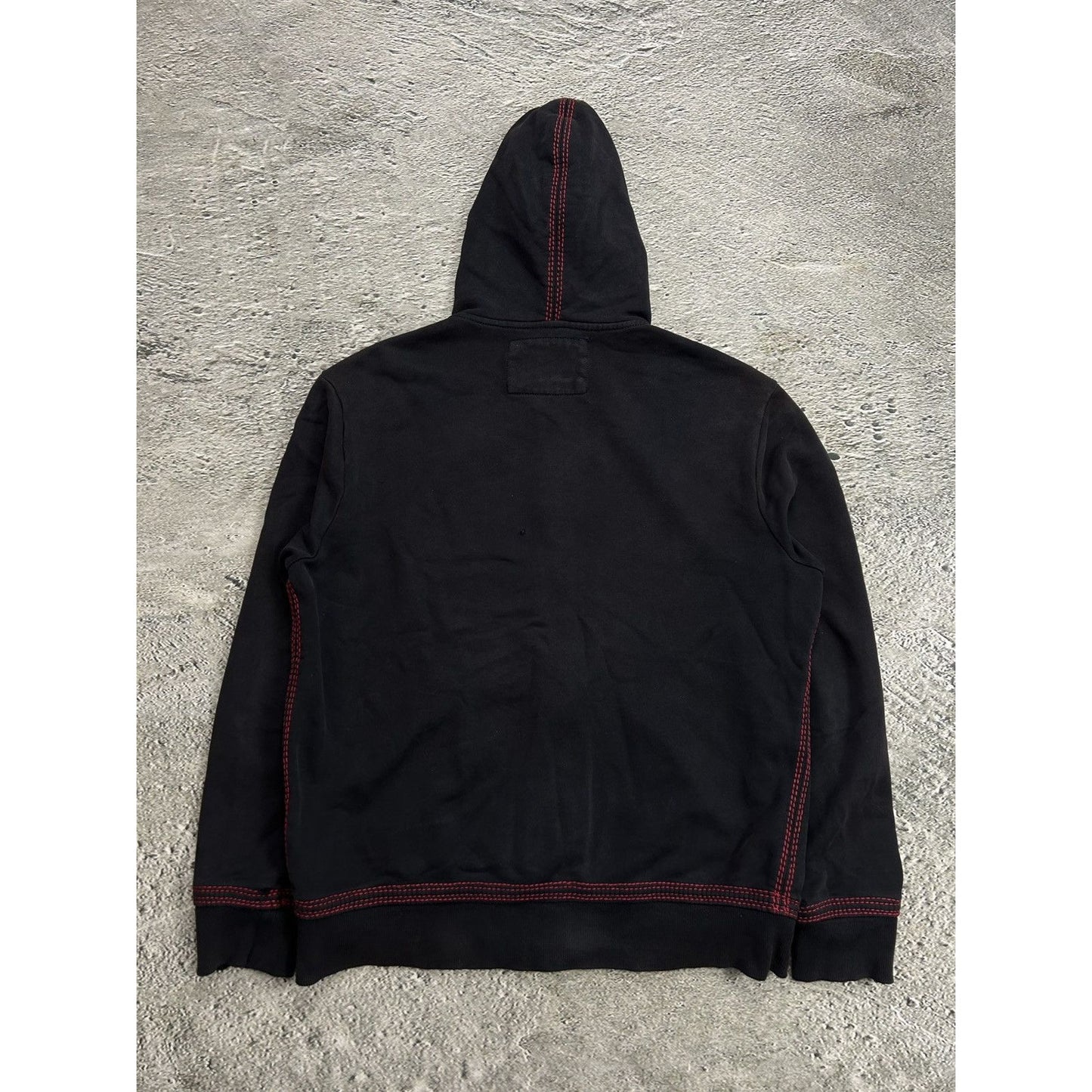 True Religion zip hoodie vintage black red thick stitching
