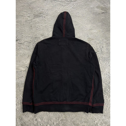 True Religion zip hoodie vintage black red thick stitching
