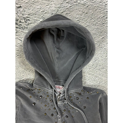 True Religion zip hoodie studded grey Y2K