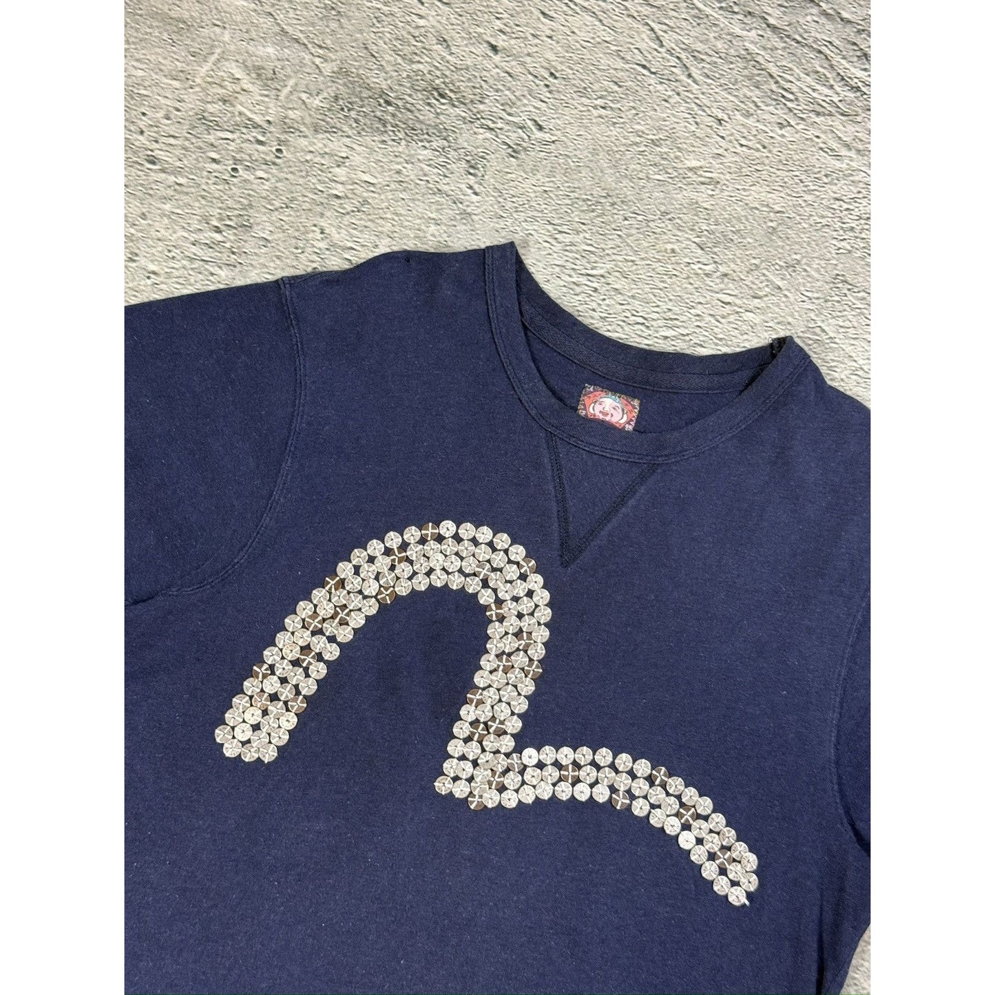Evisu t-shirt vintage big logo studded navy seagull