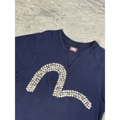 Evisu t-shirt vintage big logo studded navy seagull