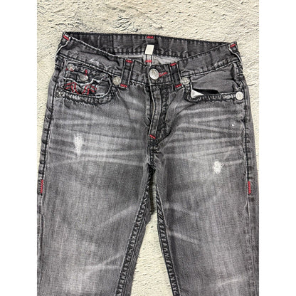 True Religion gray red stitching vamp jeans straight denim