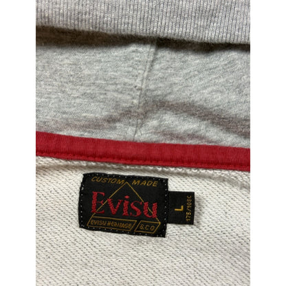 Evisu zip hoodie white grey vintage big logo Y2K