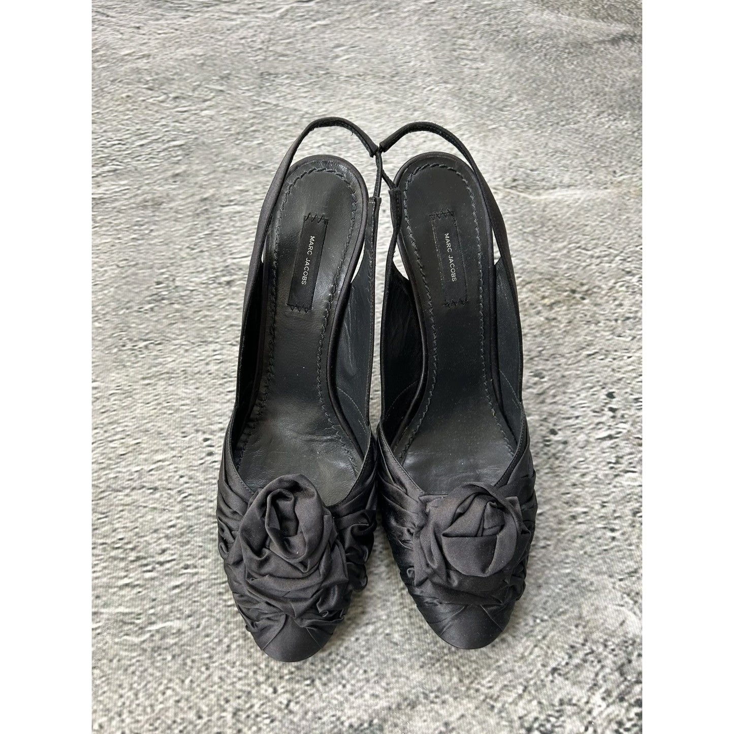 Marc Jacobs heels black rose applique sandals