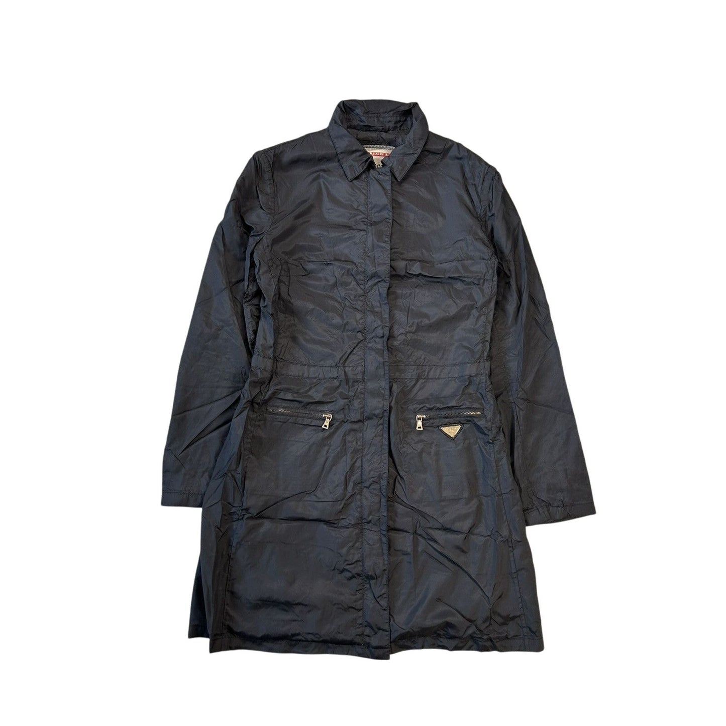Prada nylon trench coat navy vintage
