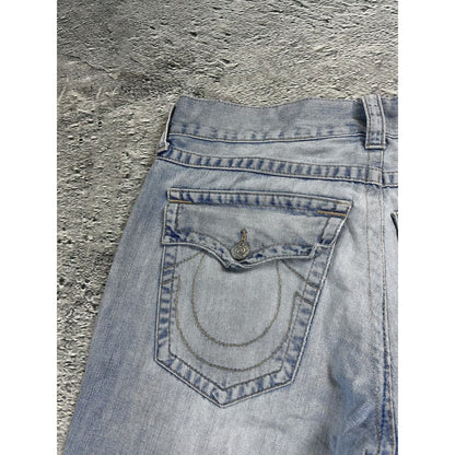 True Religion baby blue jeans contrast stitching straight