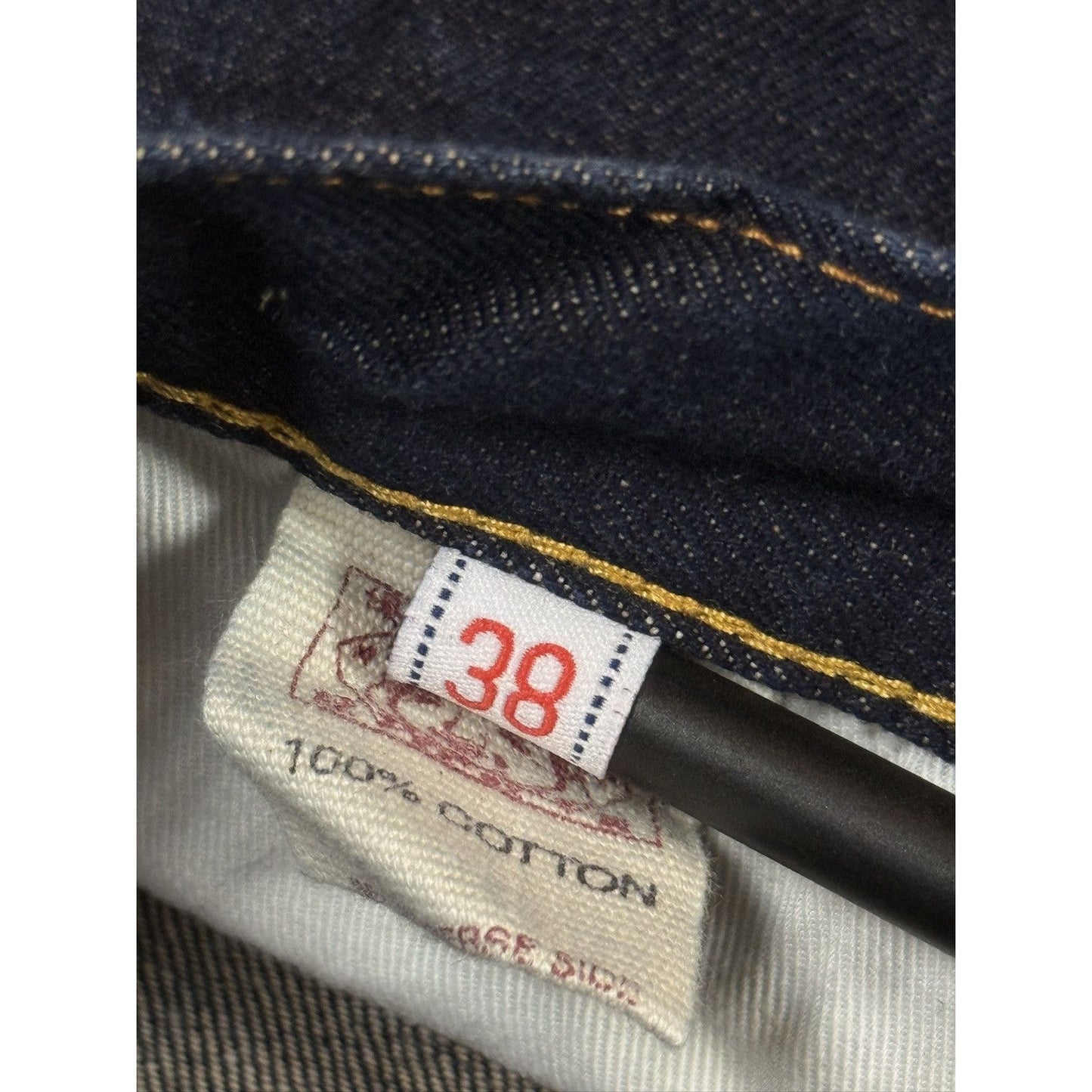 Evisu jeans daicock red big logo navy raw denim Selvedge
