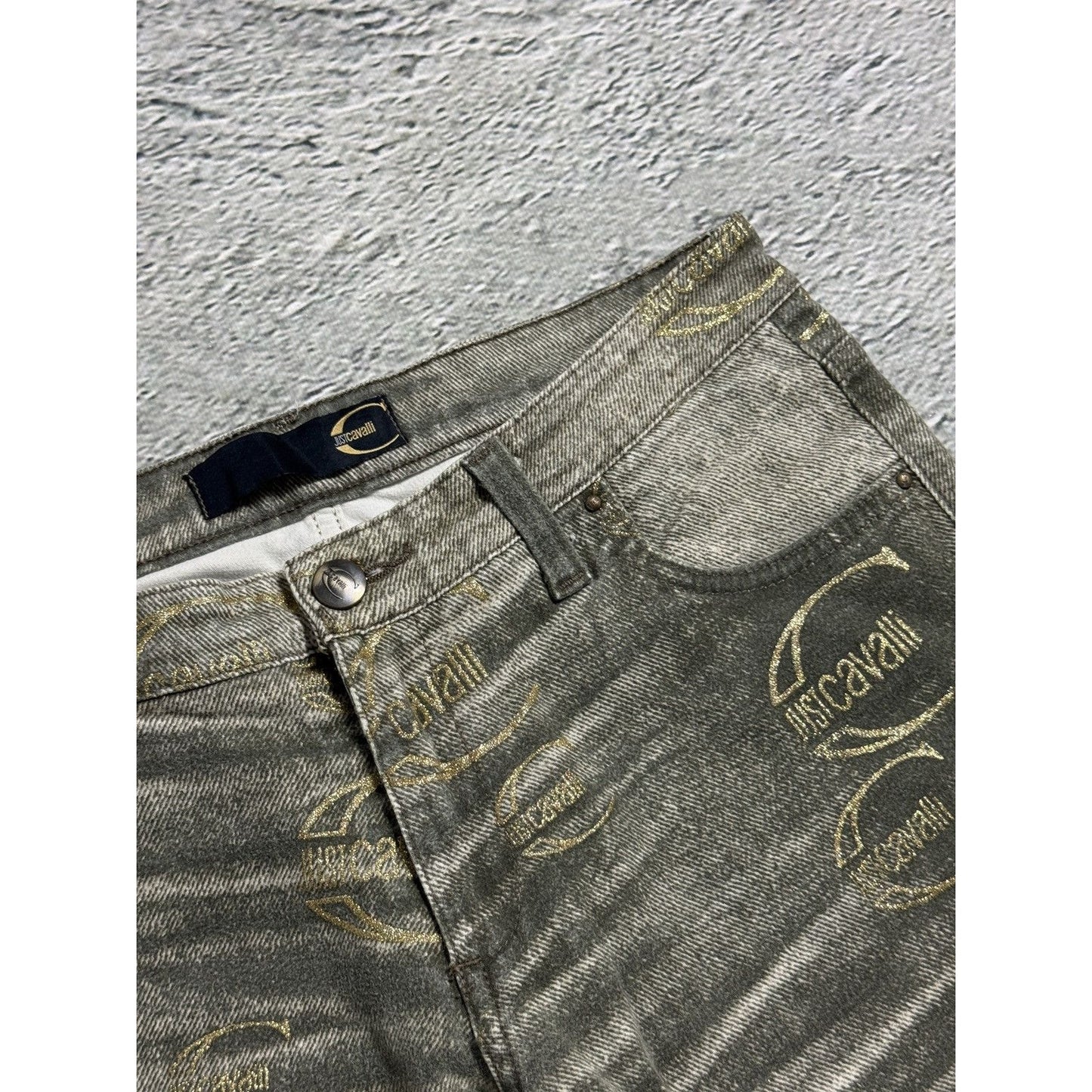 Just Cavalli flared jeans monogram fullprint Y2K washed