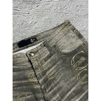 Just Cavalli flared jeans monogram fullprint Y2K washed