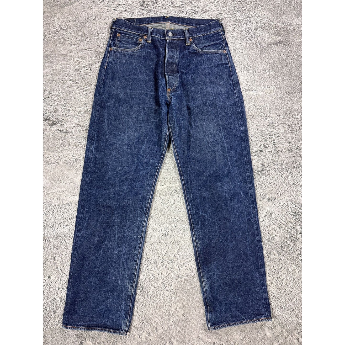 Evisu jeans white daicock big logo blue selvedge denim