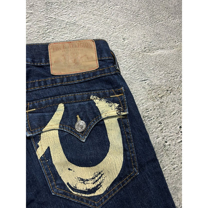 True Religion jeans bootcut navy blue painted horseshoe Y2K