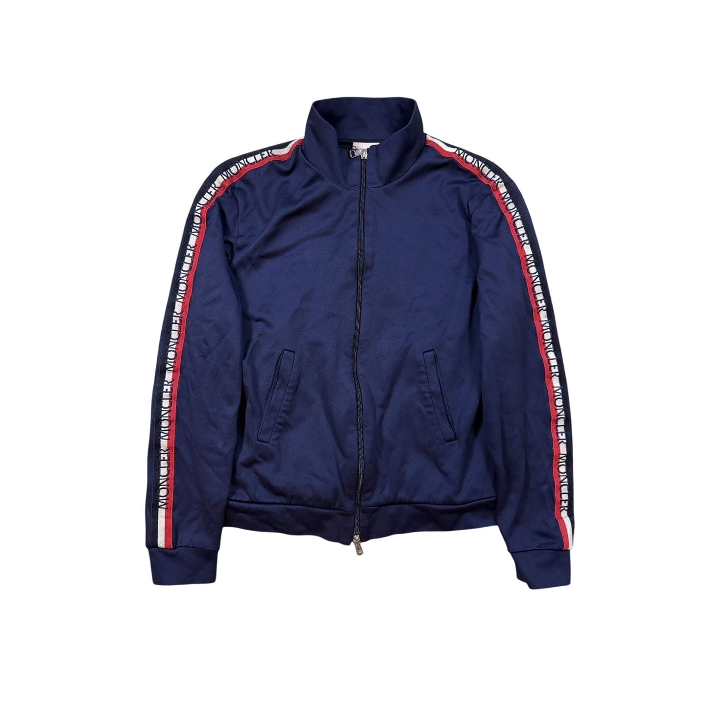Moncler vintage track jacket zip navy side stripe