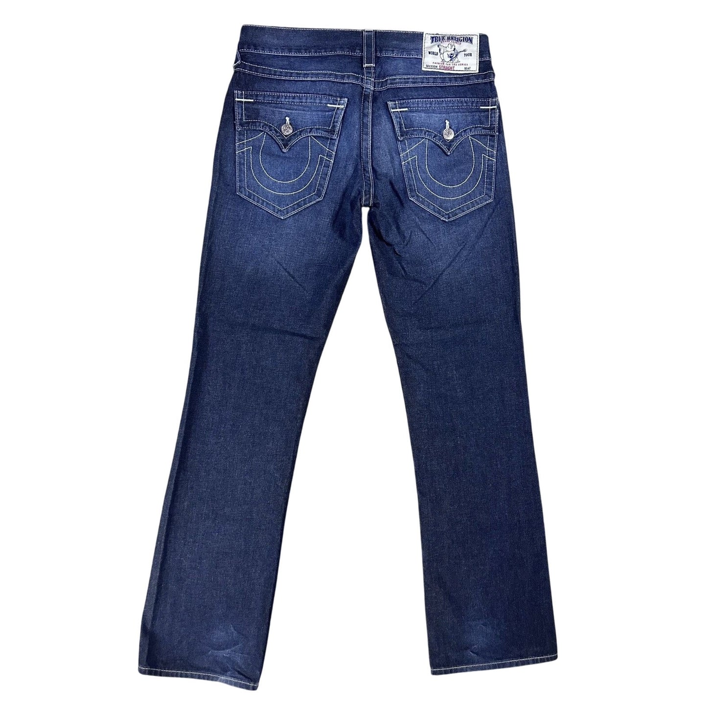 True Religion blue jeans thick stitching straight Y2K