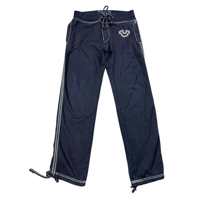 True Religion sweatpants black white stitching vintage style